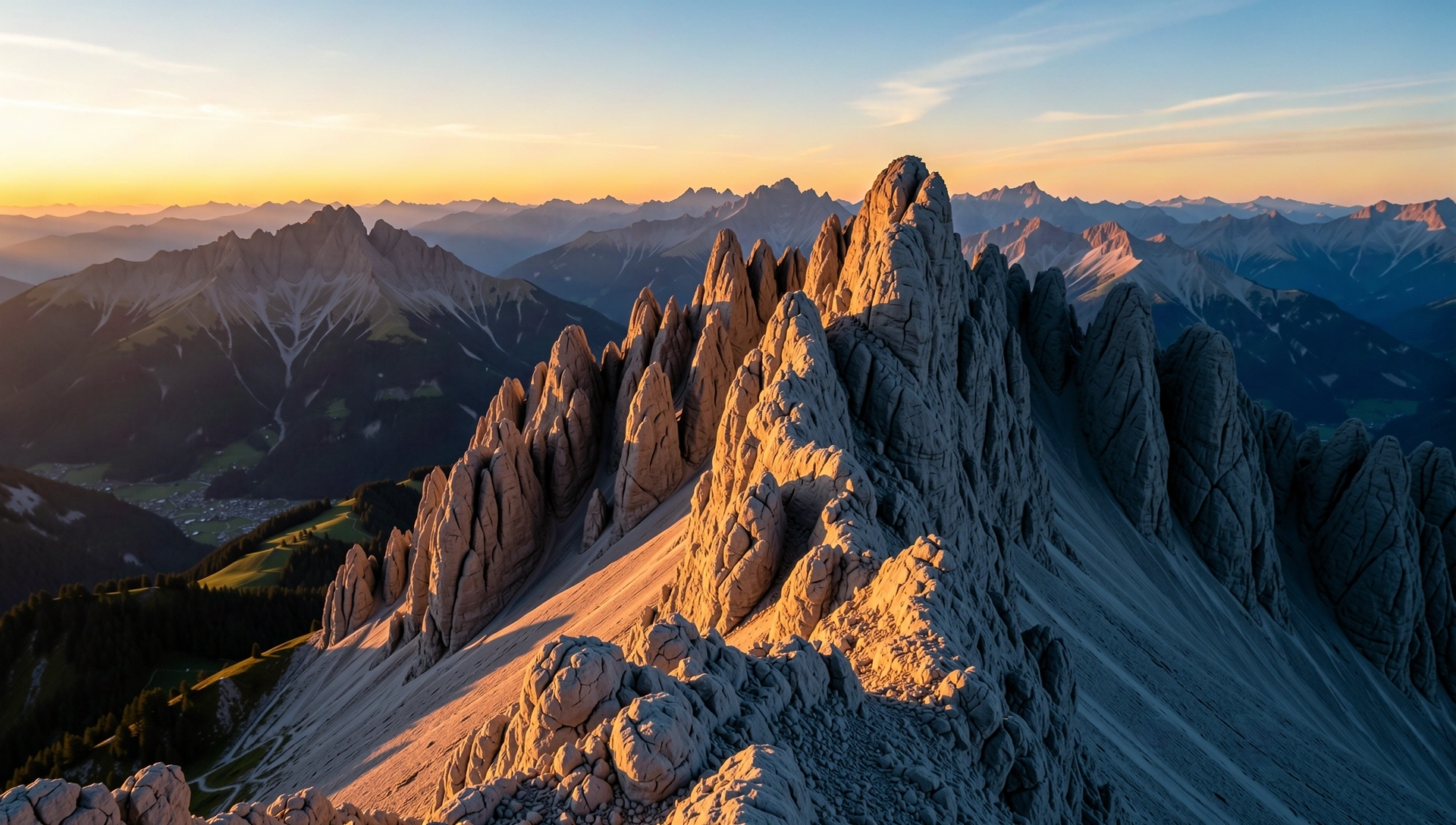Alpines Panorama bei Sonnenaufgang